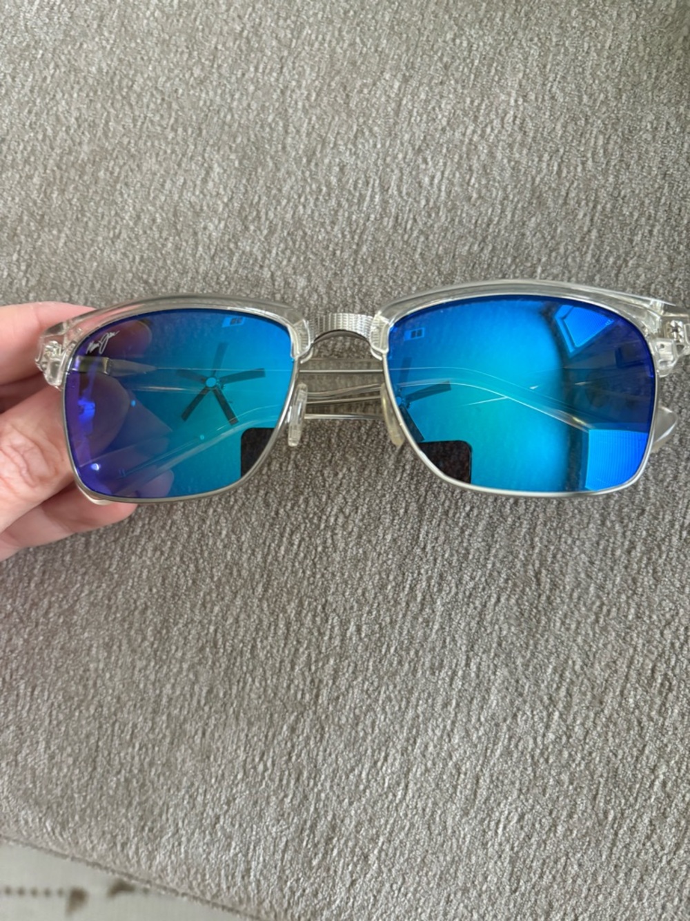 Maui Jim ( KAWIKA ) Polarized Clear Frame Sunglasses with Blue Lenses
